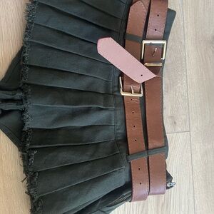 Edikted Dark Green Skirt with Brown Accent